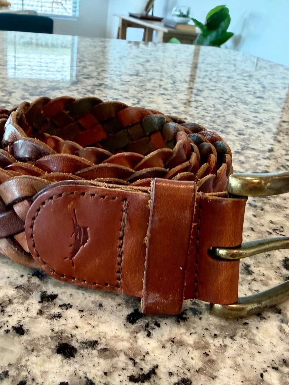 Tommy Bahama Woven Genuine Leather Belt Size XL 42-44 Brown